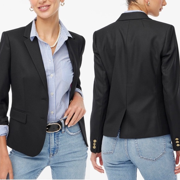J.Crew Original Schoolboy Preppy Wool Blend Blazer Jacket Black Size 20 - Picture 1 of 9